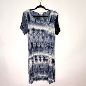 Simply Southern Navy Blue White Tie Dye Short Sleeve T-shirt dress Sz Small